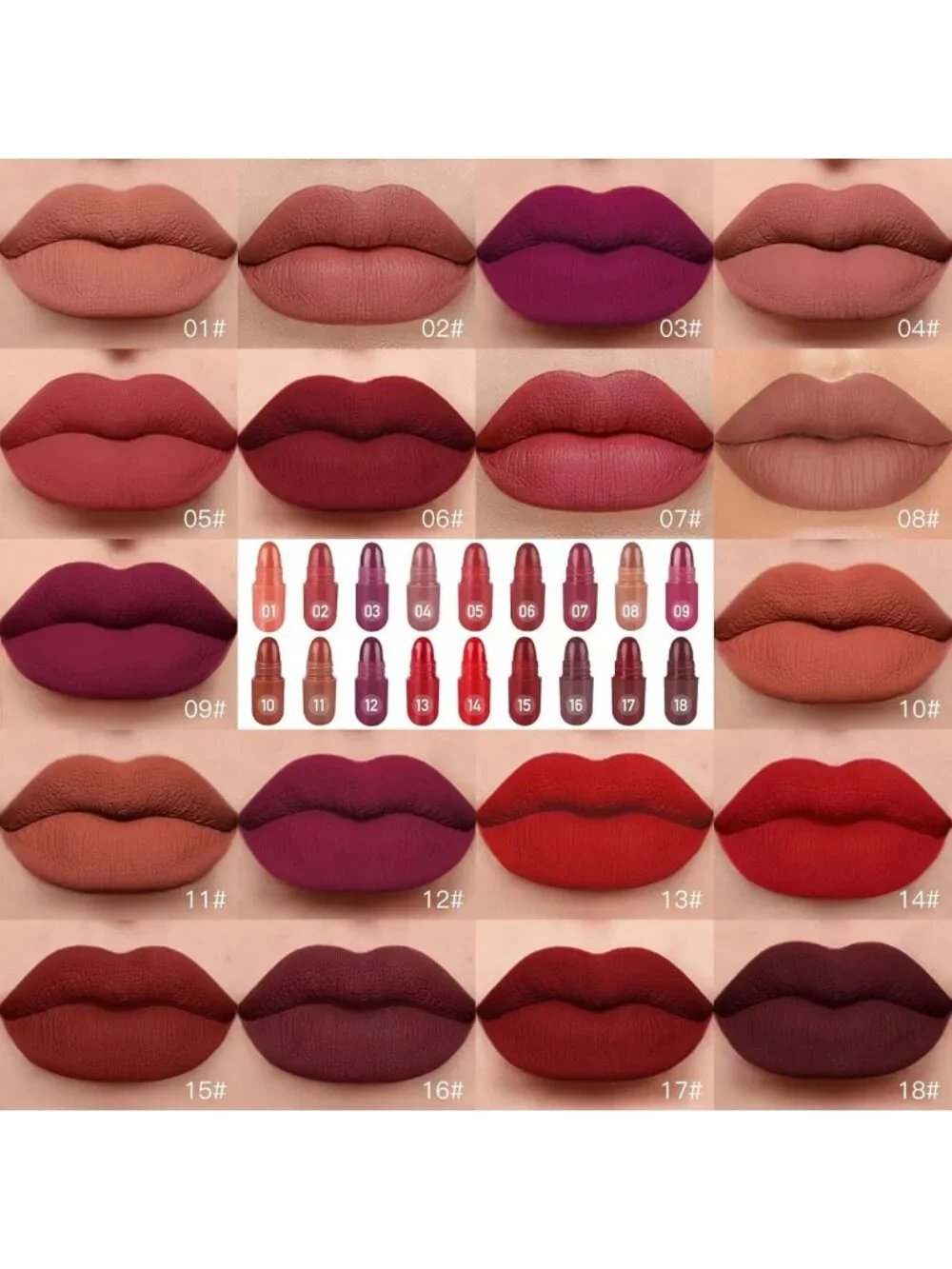 Vibrant 18-Color Mini Matte Lipstick Set - Long-Lasting, Waterproof Lip Colors